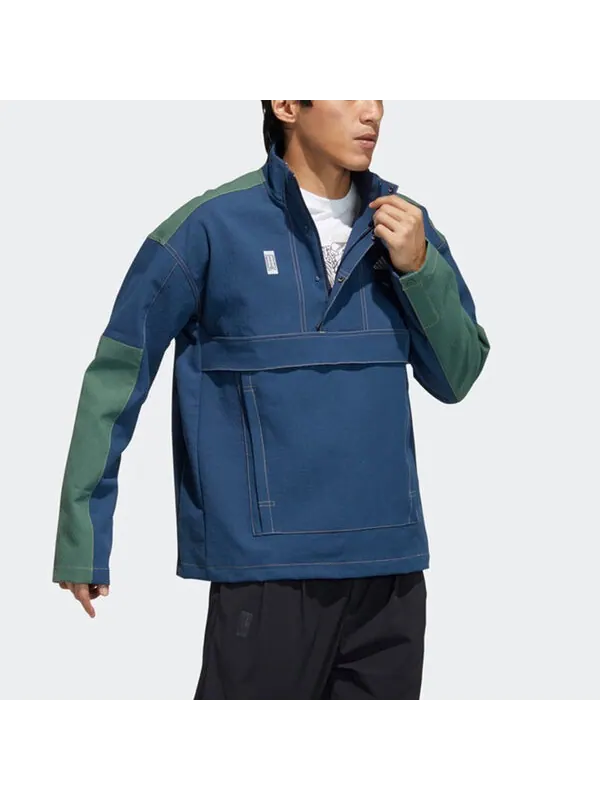 Куртка adidas Wj Anorak Colorblock Casual Sports Stand Collar Half Zipper Jacket Navy Blue — изображение 4 из 4, темно-синий