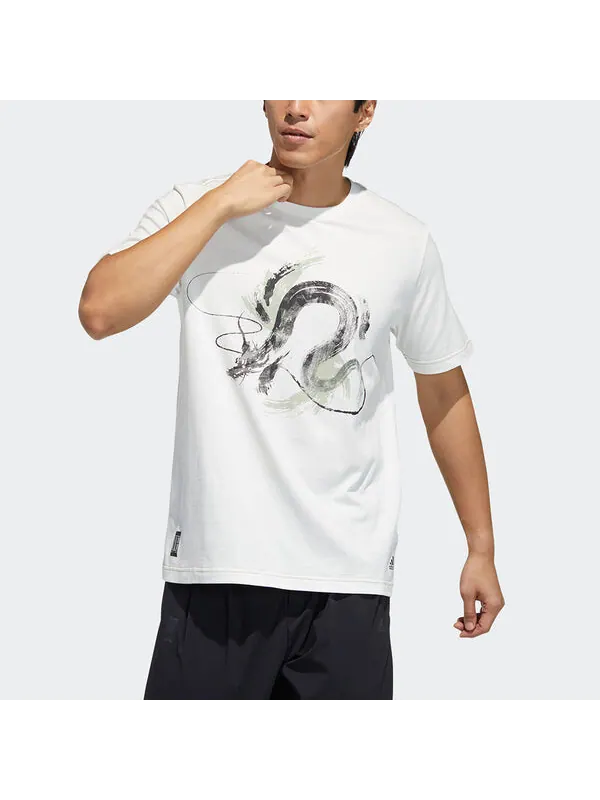 Футболка adidas Series WJ T GFX Printing Training Sports Short Sleeve White — изображение 3 из 4, белый