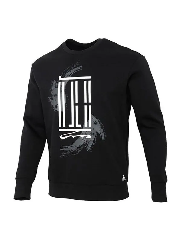 Толстовка adidas Wj Swt Logo Printing Sports Round Neck Pullover Black — изображение 1 из 4, черный