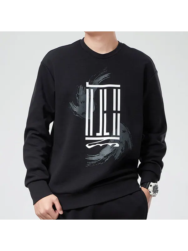 Толстовка adidas Wj Swt Logo Printing Sports Round Neck Pullover Black — изображение 3 из 4, черный