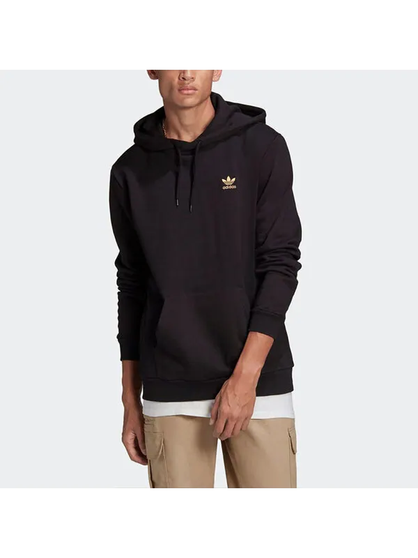 Толстовка adidas originals Casual Sports Gold hooded Pullover Black — изображение 3 из 4, черный