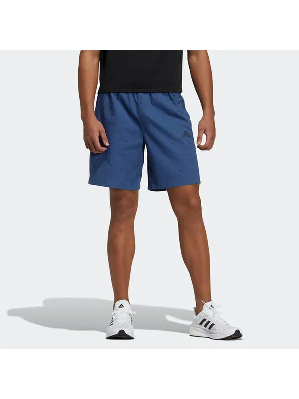 Шорты fi short aop logo printing athleisure casual sports shorts navy blue Adidas — изображение 4 из 4, темно-синий