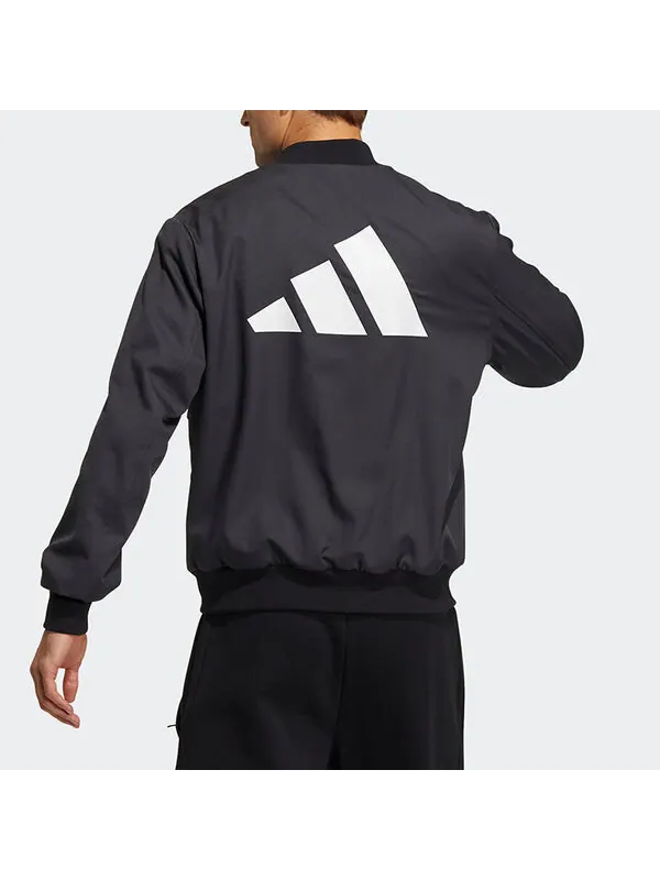 Куртка adidas Fi Jkt Wv Bomb Logo Printing Fleece Lined Stay Warm Sports Jacket Black — изображение 4 из 4, черный