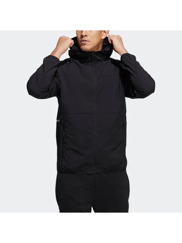 Куртка adidas Sports Windproof Woven Hooded Jacket Black — изображение 2 из 4, черный