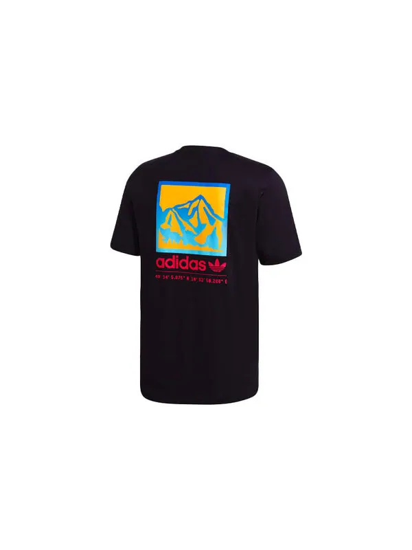 Футболка originals pattern printing casual sports short sleeve black Adidas — изображение 2 из 4, черный