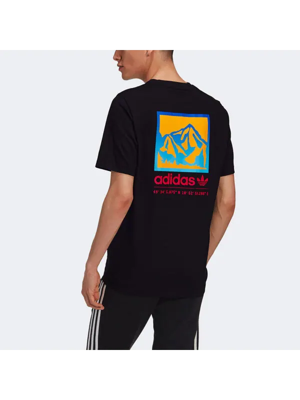 Футболка originals pattern printing casual sports short sleeve black Adidas — изображение 4 из 4, черный