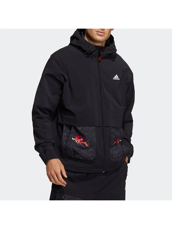 Куртка adidas CNY JKT Training Sports hooded Fleece Lined Jacket Black — изображение 3 из 4, черный