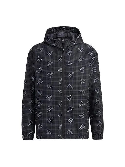Куртка adidas Full Print Sports Loose Hooded Jacket Black — изображение 1 из 4, черный