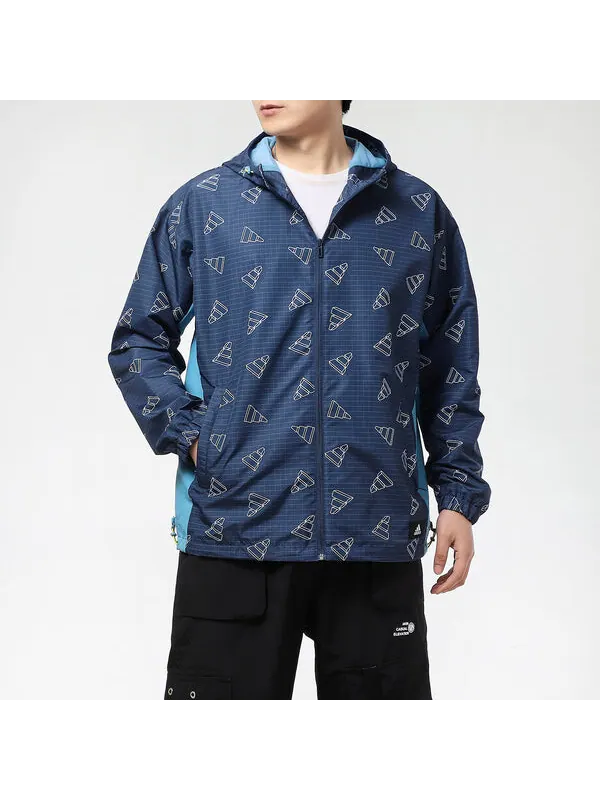 Куртка adidas Men's Logo Print Hooded Jacket Blue — изображение 3 из 4, синий