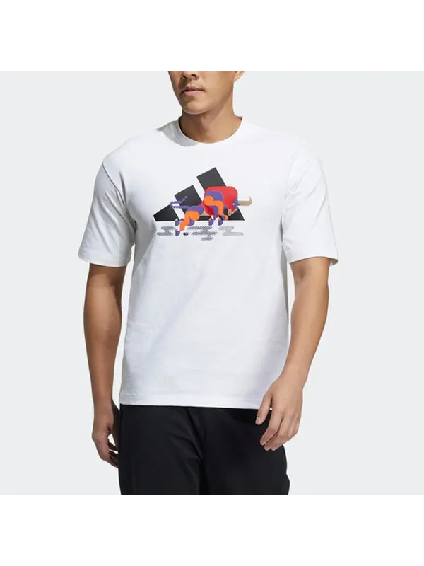 Футболка adidas CNY GFX T Subject Pattern Training Sports Short Sleeve White — изображение 2 из 4, белый