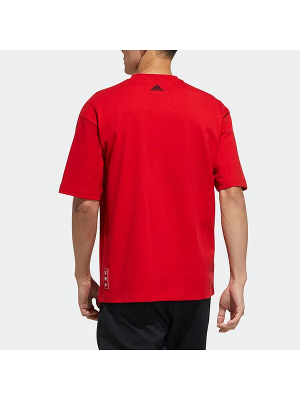 Футболка cny gfx t subject pattern training sports short sleeve red Adidas — изображение 3 из 4, светлый красный