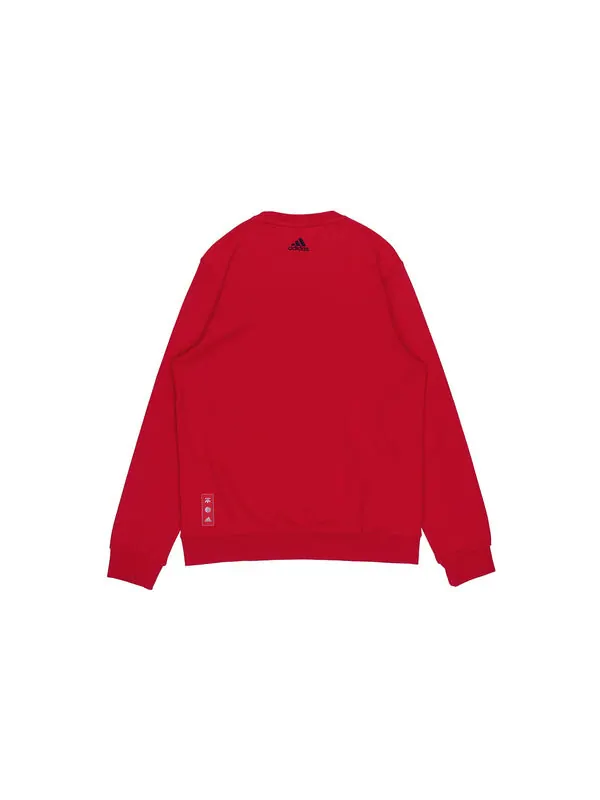 Толстовка с капюшоном cny с принтом графического логотипа красная Adidas — изображение 2 из 4, светлый красный
