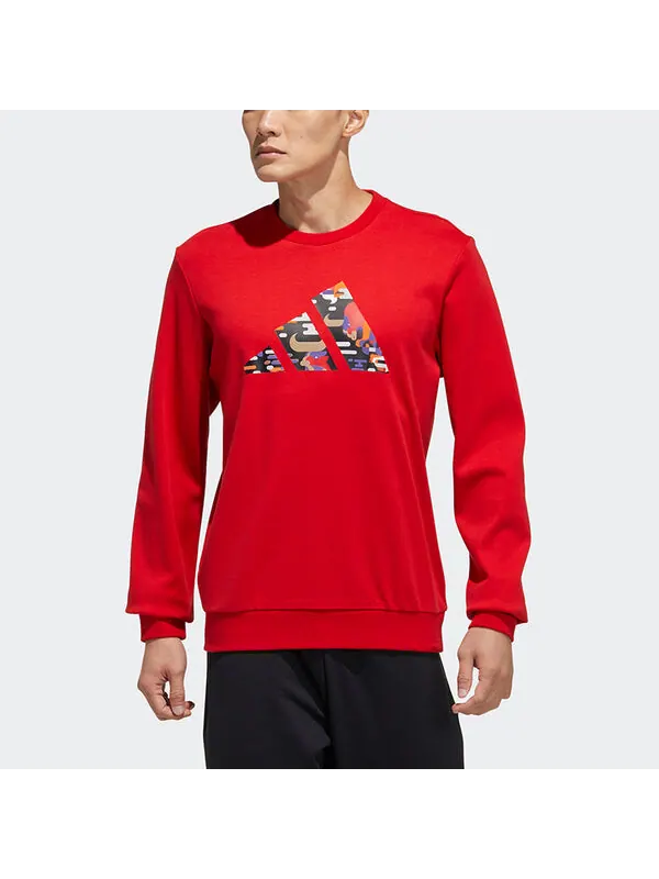 Толстовка с капюшоном cny с принтом графического логотипа красная Adidas — изображение 3 из 4, светлый красный