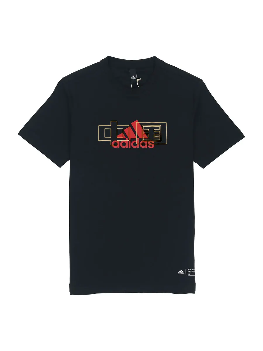Футболка adidas China Tee Casual Sports Round Neck Short Sleeve Couple Style Black — изображение 1 из 6, черный