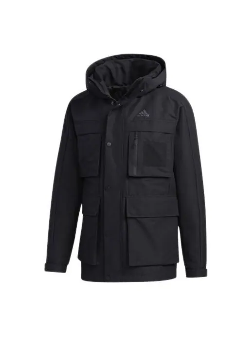 Пуховик adidas 3in1 Down Jkt Multiple Pockets Outdoor Sports Detachable hooded down Jacket Black — изображение 1 из 4, черный