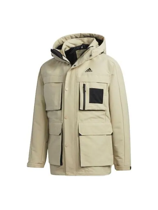 Пуховик adidas 3in1 Down Jkt Multiple Pockets Outdoor Sports Detachable hooded down Jacket Brown — изображение 1 из 4
