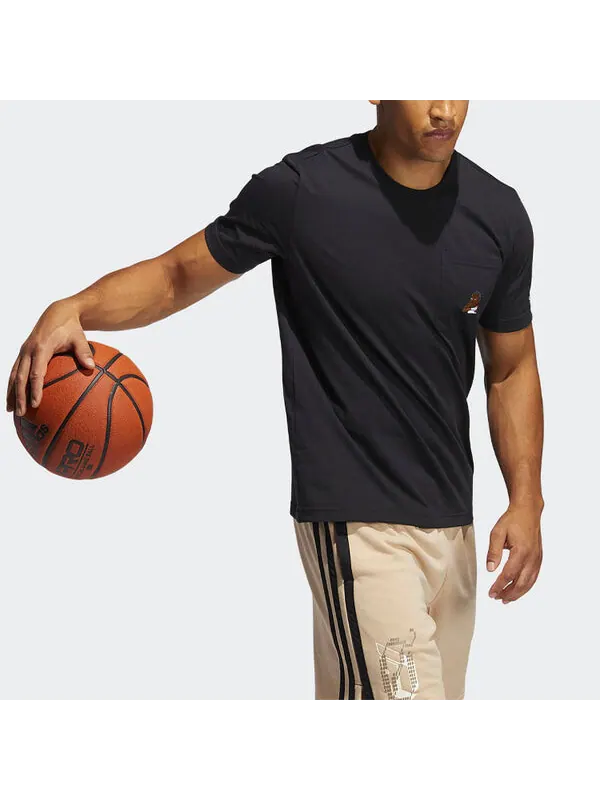 Футболка dame avatar pkt lillard basketball sports pocket loose round neck short sleeve black Adidas — изображение 4 из 4