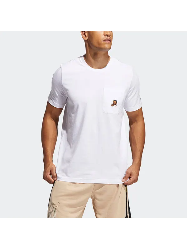 Футболка dame avatar pkt lillard basketball sports pocket loose round neck short sleeve white Adidas — изображение 2 из 4
