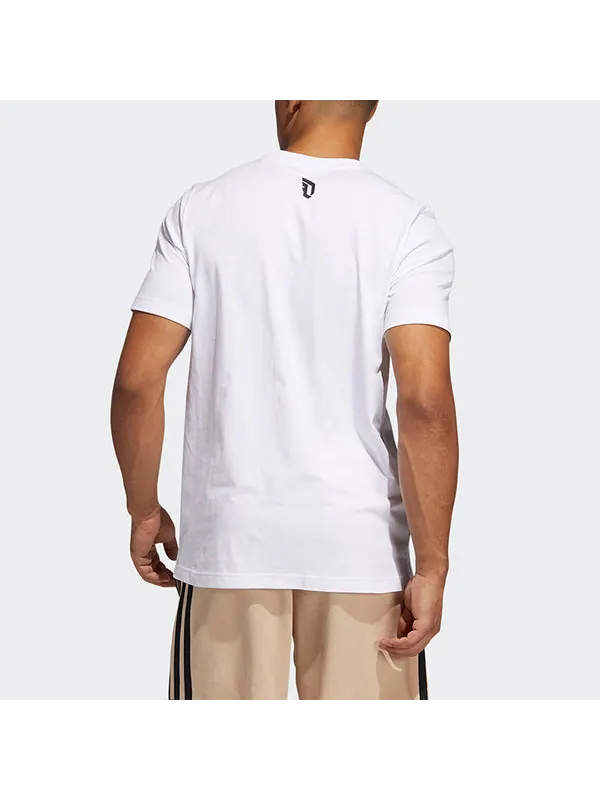 Футболка dame avatar pkt lillard basketball sports pocket loose round neck short sleeve white Adidas — изображение 3 из 4