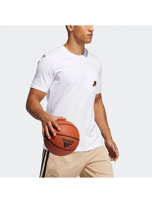 Футболка dame avatar pkt lillard basketball sports pocket loose round neck short sleeve white Adidas — изображение 4 из 4