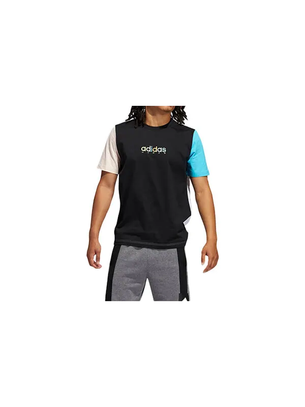 Футболка color block printing logo basketball short sleeve black Adidas — изображение 2 из 4, черный