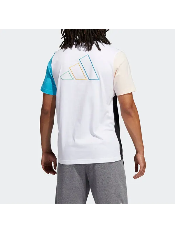 Футболка color block printing logo basketball short sleeve black Adidas — изображение 3 из 4, черный