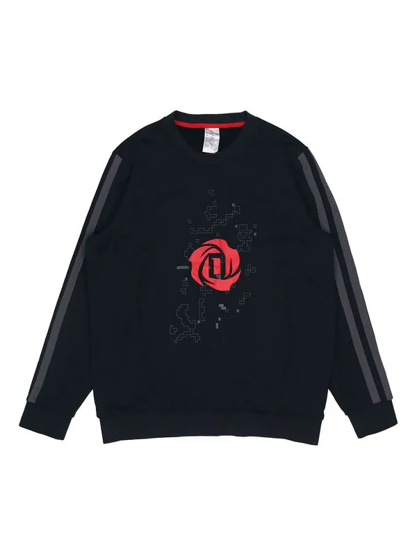 Толстовка adidas Rose Crew Printing Fleece Lined Stay Warm Sports Round Neck Pullover Black — изображение 1 из 4, черный