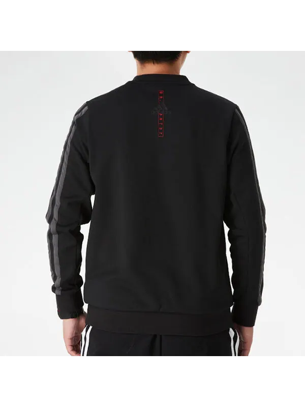 Толстовка adidas Rose Crew Printing Fleece Lined Stay Warm Sports Round Neck Pullover Black — изображение 4 из 4, черный