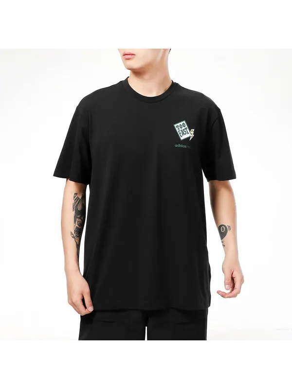 Футболка casual sports breathable round neck short sleeve black Adidas — изображение 3 из 4, черный