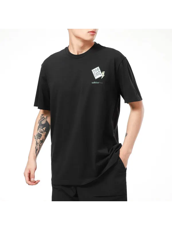 Футболка casual sports breathable round neck short sleeve black Adidas — изображение 4 из 4, черный