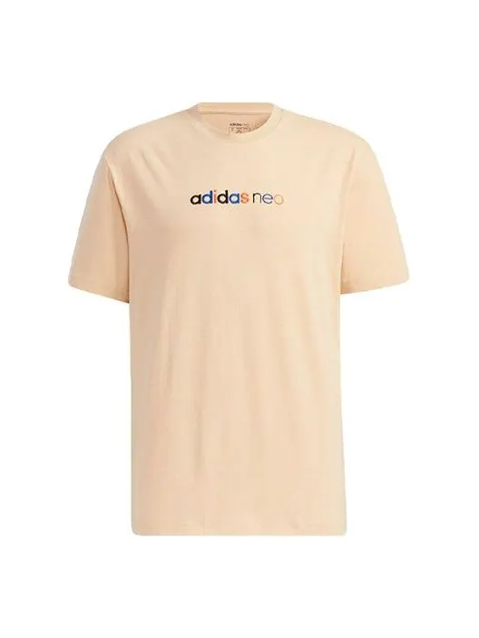 Футболка neo m ss may tee 2 logo embroidery knit sports male yellow Adidas — изображение 1 из 4, желтый