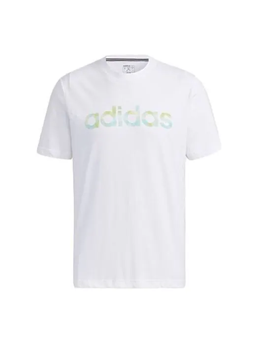 Футболка neo tie dye logo printing sports round neck short sleeve white Adidas — изображение 1 из 4, белый