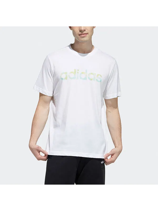 Футболка neo tie dye logo printing sports round neck short sleeve white Adidas — изображение 2 из 4, белый