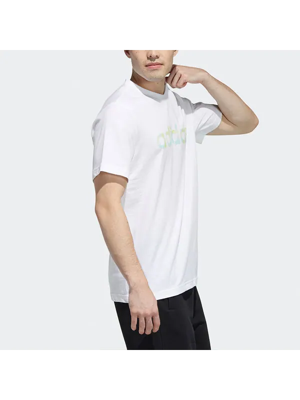Футболка neo tie dye logo printing sports round neck short sleeve white Adidas — изображение 4 из 4, белый