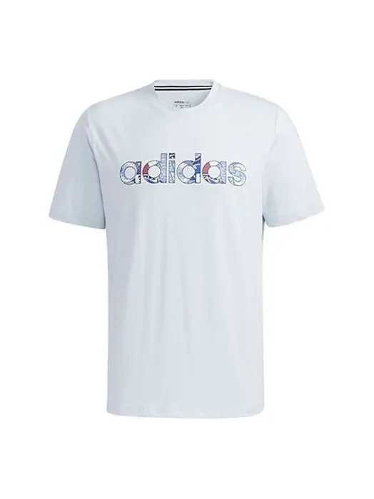 Футболка neo m ce grph tee 2 с принтом логотипа спортивная с коротким рукавом Adidas — изображение 1 из 4, синий