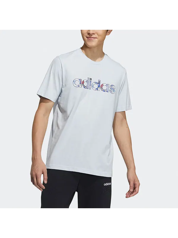 Футболка neo m ce grph tee 2 с принтом логотипа спортивная с коротким рукавом Adidas — изображение 2 из 4, синий