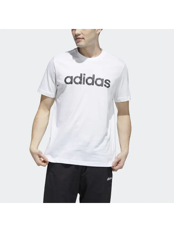 Футболка Men's adidas neo Logo Alphabet Printing Sports Short Sleeve White T-Shirt — изображение 2 из 4, мульти