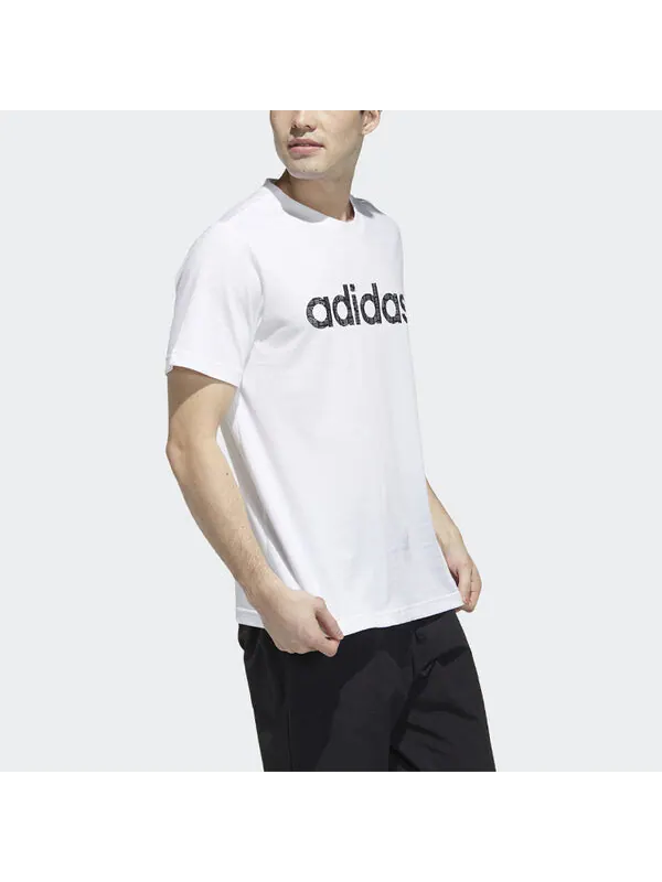 Футболка Men's adidas neo Logo Alphabet Printing Sports Short Sleeve White T-Shirt — изображение 4 из 4, мульти