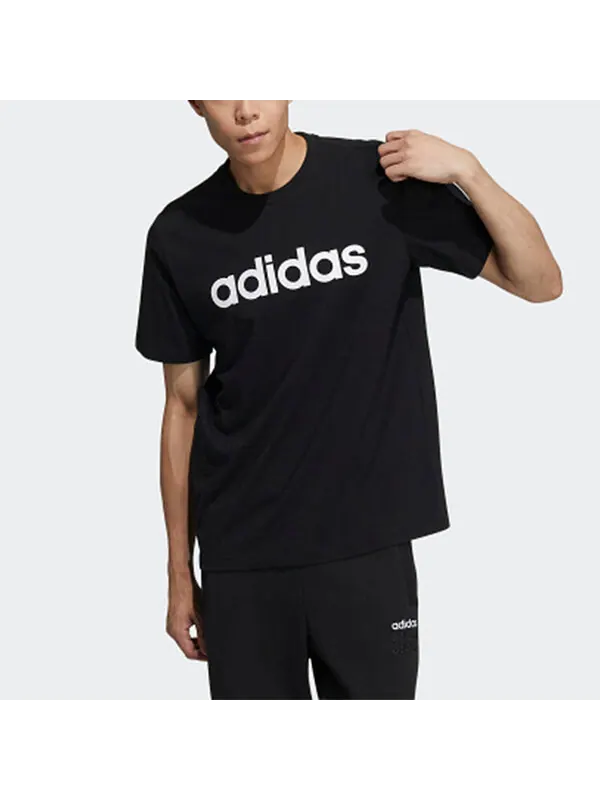 Футболка adidas neo M Ce Logo T1 Casual Sports Round Neck Training Short Sleeve Black — изображение 3 из 4, черный