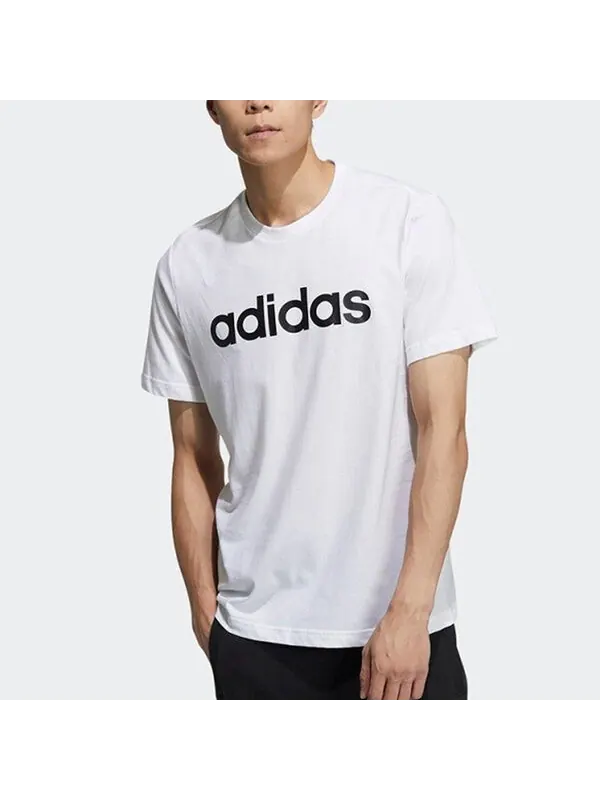 Футболка adidas neo M Ce Logo T1 Logo Printing Sports Round Neck Training Short Sleeve White — изображение 3 из 4, белый