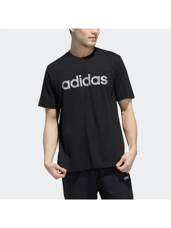 Футболка neo m ce grph tee1 logo printing sports short sleeve black Adidas — изображение 2 из 4, черный