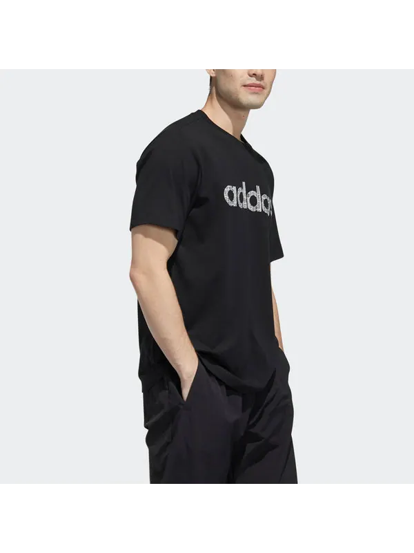 Футболка neo m ce grph tee1 logo printing sports short sleeve black Adidas — изображение 4 из 4, черный