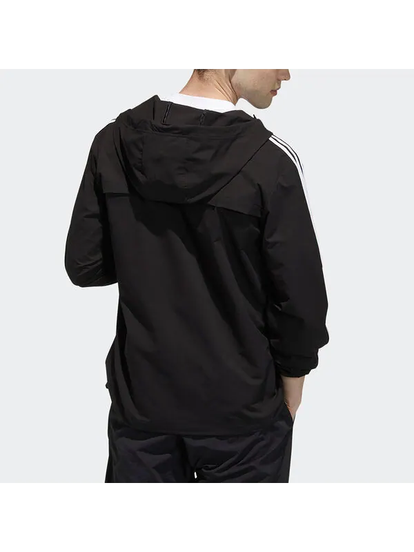 Куртка adidas neo M Ce 3s Wb Classic Stripe Windproof waterproof Sports Hooded Jacket Black — изображение 3 из 4, черный