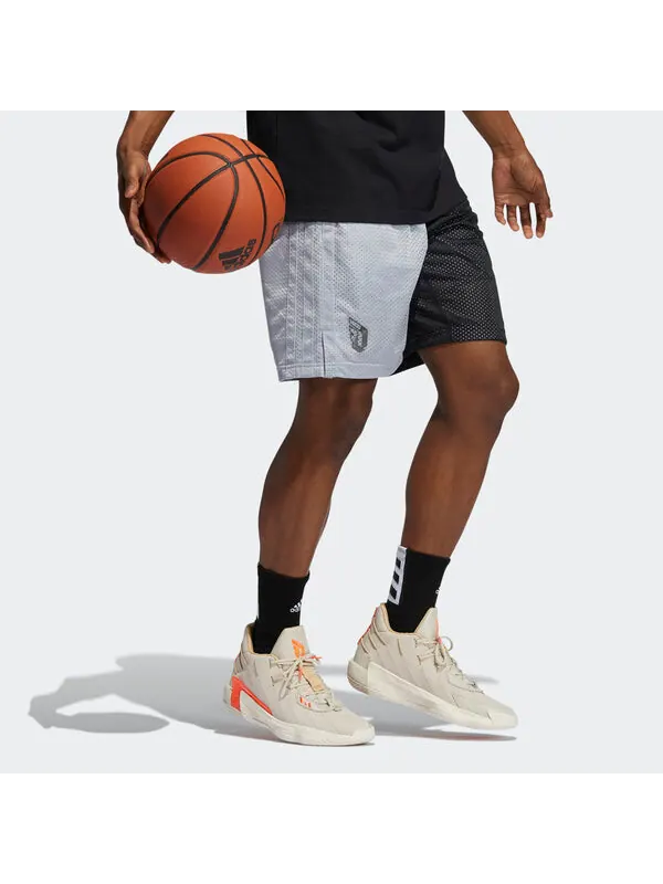 Шорты dame vis short casual basketball colorblock sports shorts black gray Adidas — изображение 4 из 4, серый