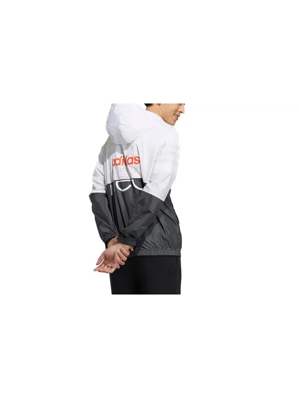 Куртка adidas neo M Fav Any Wb 1 Contrasting Colors Logo Printing Sports Jacket White Gray — изображение 2 из 3, белый, серый