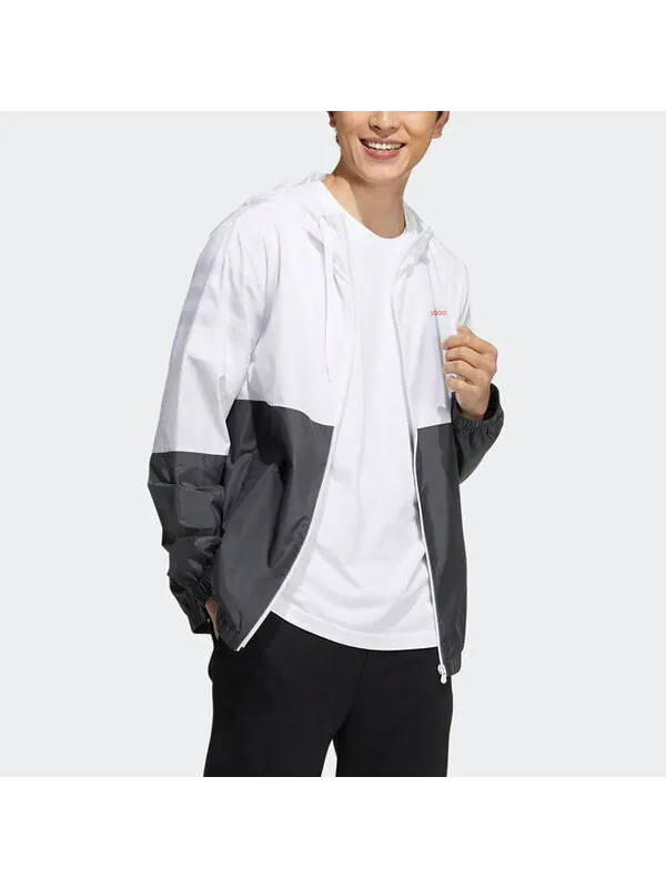 Куртка adidas neo M Fav Any Wb 1 Contrasting Colors Logo Printing Sports Jacket White Gray — изображение 3 из 3, белый, серый