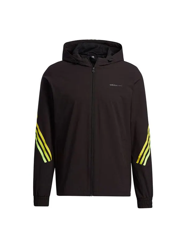 Куртка adidas neo M Fav 3s Wb 2 Stripe Sports hooded Logo Jacket Black — изображение 1 из 4, мульти