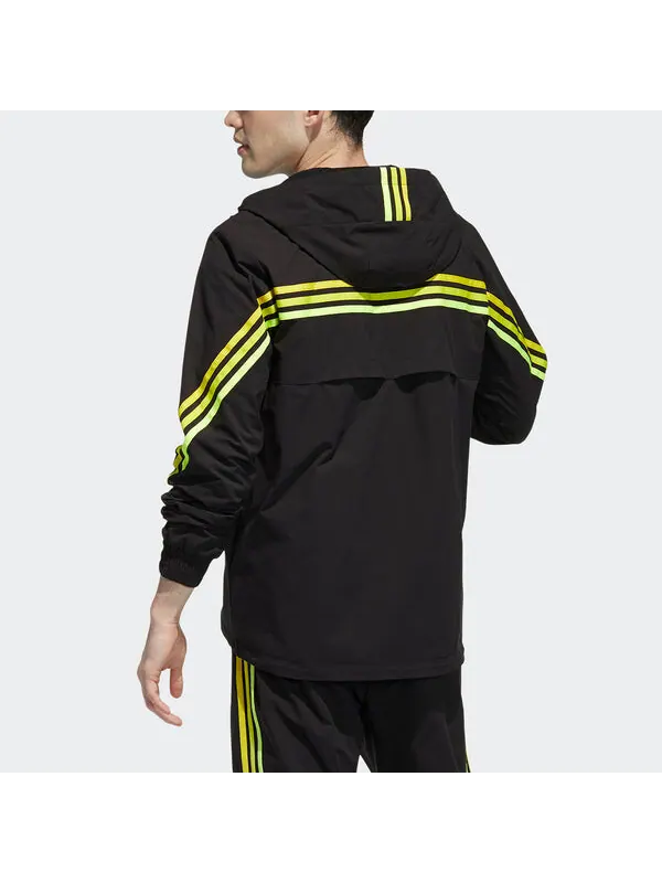 Куртка adidas neo M Fav 3s Wb 2 Stripe Sports hooded Logo Jacket Black — изображение 3 из 4, мульти