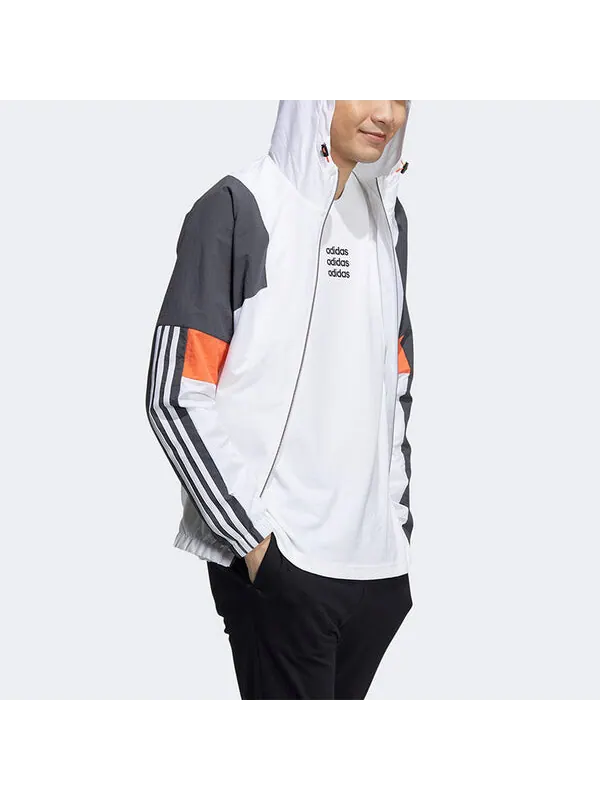 Куртка adidas neo Outdoor Sports Windproof Woven hooded Logo Jacket White Gray Colorblock — изображение 4 из 4