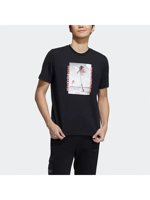 Футболка neo athleisure casual sports round neck short sleeve black Adidas — изображение 2 из 4, черный